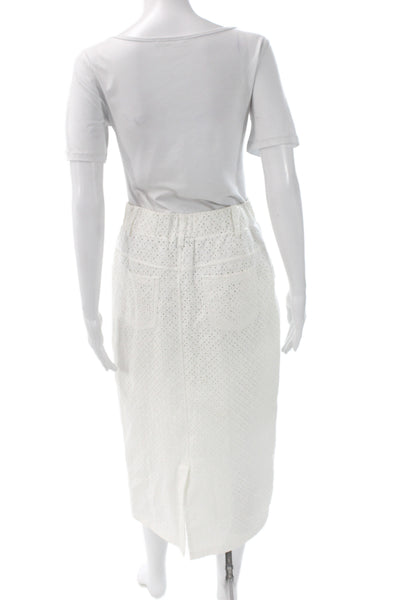 Muze Women A-Line Cotton White Skirt Long Size S
