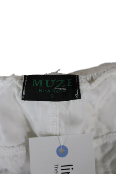 Muze Women A-Line Cotton White Skirt Long Size S
