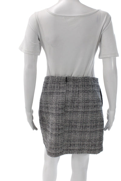 Babaton Women Black Checked Straight Pencil Mini Skirt Cotton Polyester Size 8