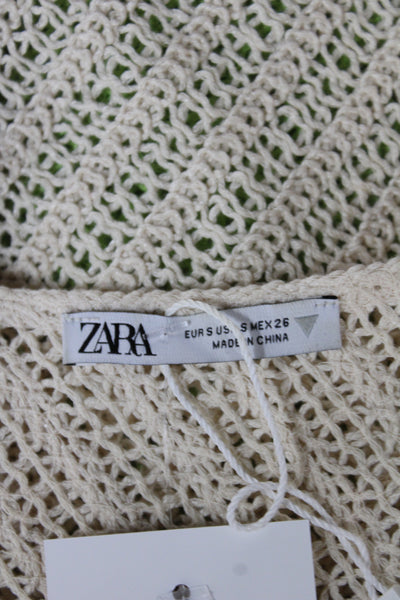 Zara Womens Sleeveless Shift Tank Dress Beige Polyester Size S