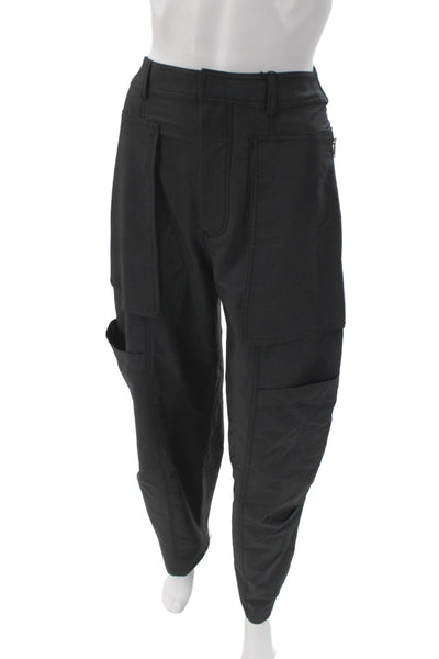 Zara Unisex Cargo Pants Black Polyester Viscose Elastane Inseam 30 Size XS