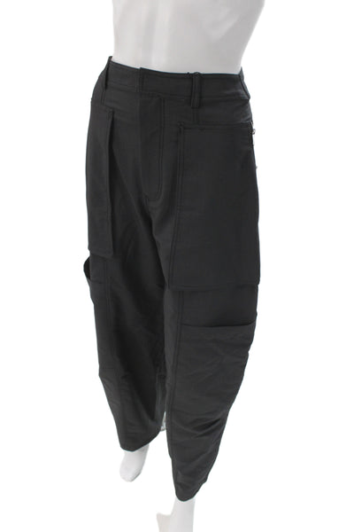Zara Unisex Cargo Pants Black Polyester Viscose Elastane Inseam 30 Size XS