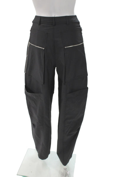 Zara Unisex Cargo Pants Black Polyester Viscose Elastane Inseam 30 Size XS
