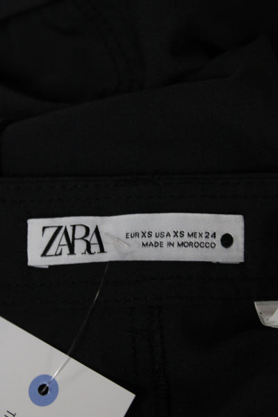 Zara Unisex Cargo Pants Black Polyester Viscose Elastane Inseam 30 Size XS
