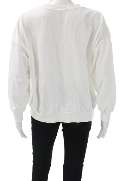 Z Supply Women Pullover Sweatshirt White Cotton Graphic Crew Neck Size XS