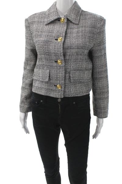 Babaton Womens Gray Tweed Wool Checked Jacket Size S