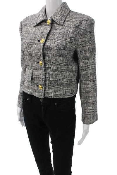 Babaton Womens Gray Tweed Wool Checked Jacket Size S