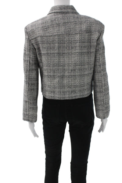 Babaton Womens Gray Tweed Wool Checked Jacket Size S
