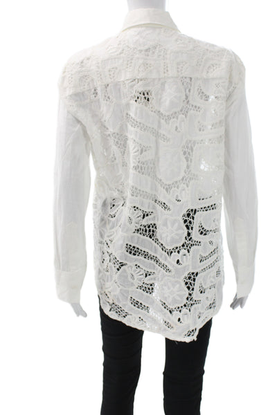 Zara Women Floral Collared Cotton Button Up Blouse Long Sleeve Bohemian Size XS
