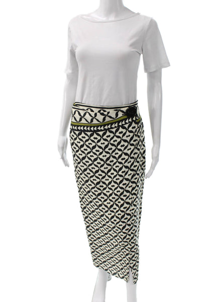 Zara Women Maxi Wrap Skirt Beige Geometric Cotton Polyester Size S