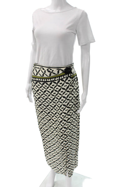 Zara Women Maxi Wrap Skirt Beige Geometric Cotton Polyester Size S