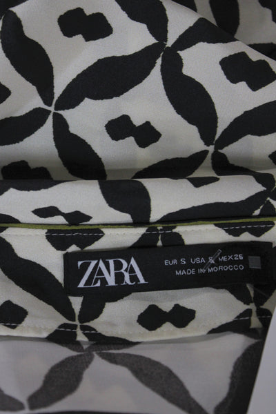 Zara Women Maxi Wrap Skirt Beige Geometric Cotton Polyester Size S