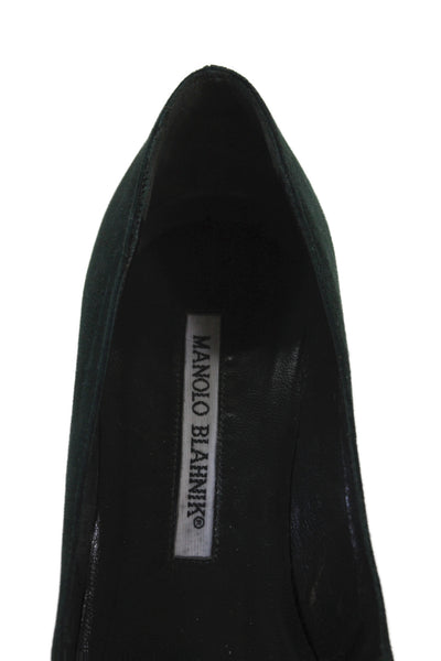 Manolo Blahnik Womens Suede closed Toed flowers  Heels Green Size 6