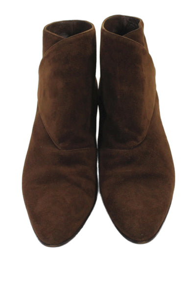 Manolo Blahnik Womens Suede Flap  Ankle Boot Brown Size 7