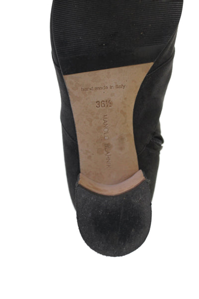 Manolo Blahnik Womens Suede  Ankle Boot Brown Size 6