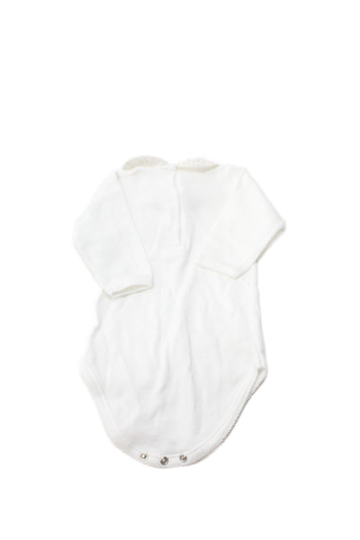 Bonpoint Girls Cotton Collar Long Sleeve One Piece White Size 3M