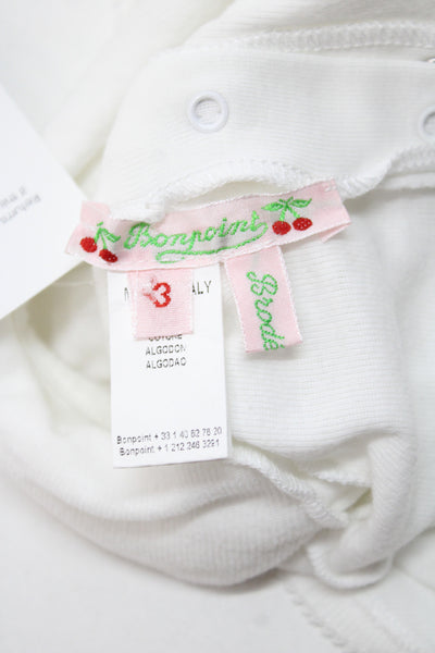 Bonpoint Girls Cotton Collar Long Sleeve One Piece White Size 3M