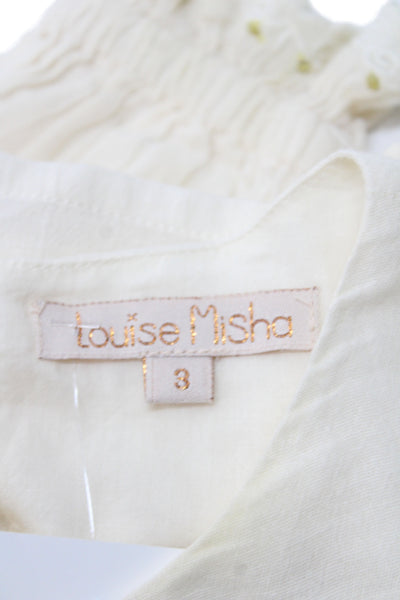 Louise Misha Girls Cotton Crew Neck Long Sleeve Blouse Top Beige Size 3