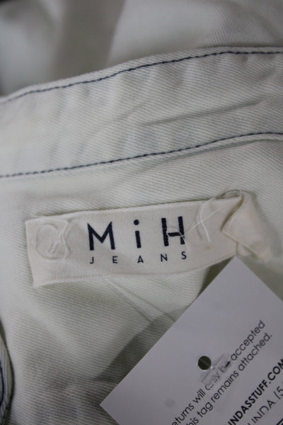 MiH Women Tunic Button-Up Long Sleeve Cotton White Solid Size S