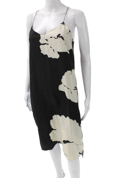 Tibi Womens Black Silk Slip Dress V Neck Knee Length Size 0