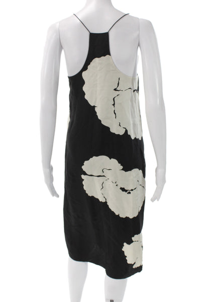Tibi Womens Black Silk Slip Dress V Neck Knee Length Size 0