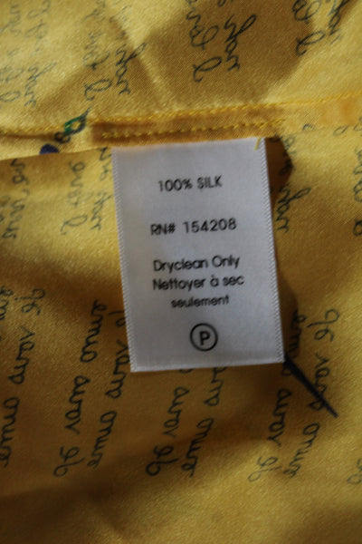 HVN Womens Shirt Dress Yellow Silk Collared Short Sleeve Size 0