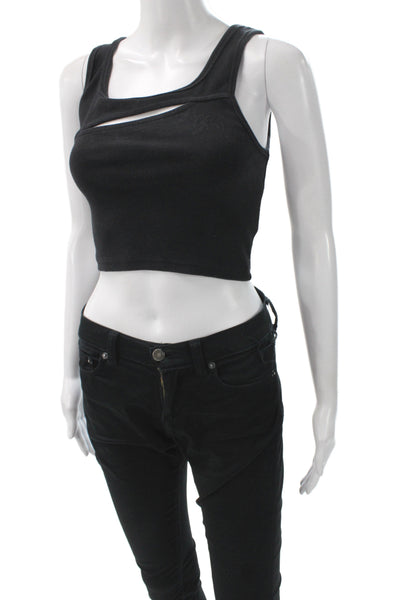 Kith Womens Cropped Tank Square Neck Sleeveless Black Size XS