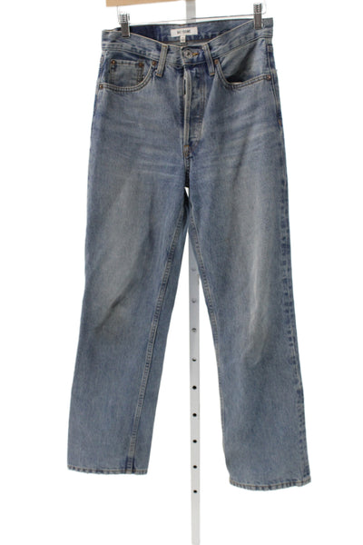 Re/Done Unisex Straight Blue High Rise Jeans Organic Cotton Inseam 30 Size 24
