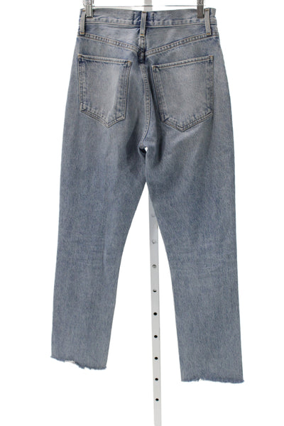 Agolde Women Cropped Straight High Rise Blue Cotton Jeans Size 25