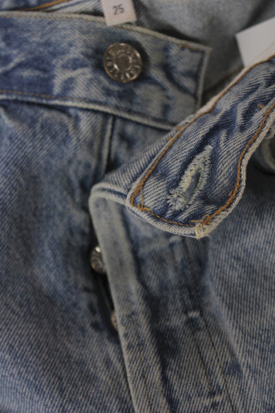 Agolde Women Cropped Straight High Rise Blue Cotton Jeans Size 25