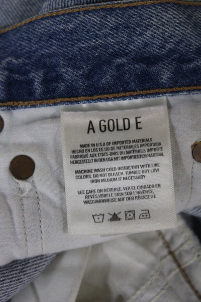 Agolde Women Cropped Straight High Rise Blue Cotton Jeans Size 25