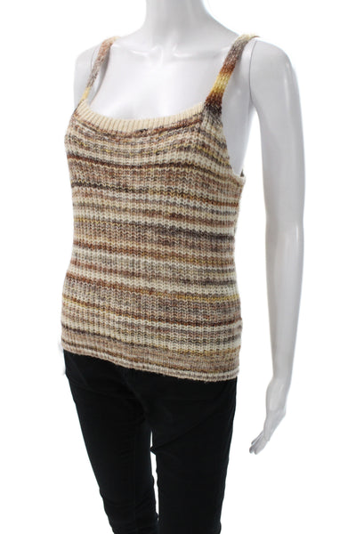 Heartloom Women Cardigan Beige V-Neck Button 3/4 Sleeve Striped Wool Size S