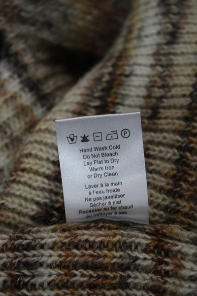Heartloom Women Cardigan Beige V-Neck Button 3/4 Sleeve Striped Wool Size S