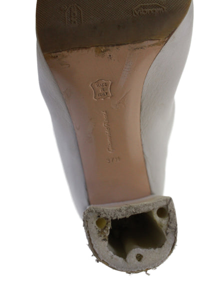 Gianvito Rossi Womens Leather Pointed Toe Boots White Size 37.5 7.5