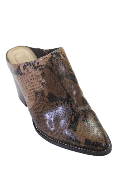 Schutz Womens Animal Print Pointed Toe Mules Heels Brown Size 7B