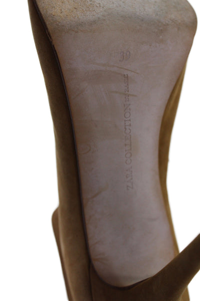 Zara Collection By Basic Womens Suede Lace Up Open Toe Heels Brown Size 39 9