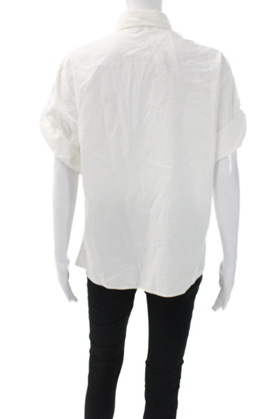 Emporio Armani Womens Button-Up Cotton Collared Short Sleeve White Size 10
