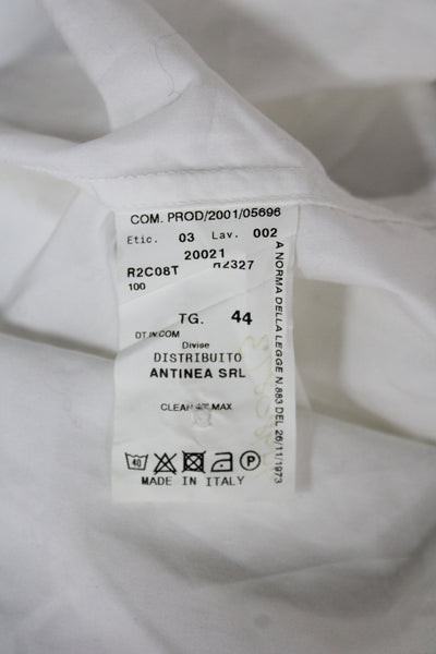 Emporio Armani Womens Button-Up Cotton Collared Short Sleeve White Size 10