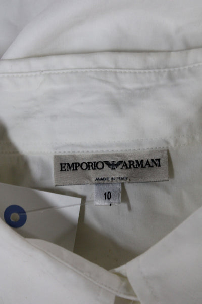 Emporio Armani Womens Button-Up Cotton Collared Short Sleeve White Size 10