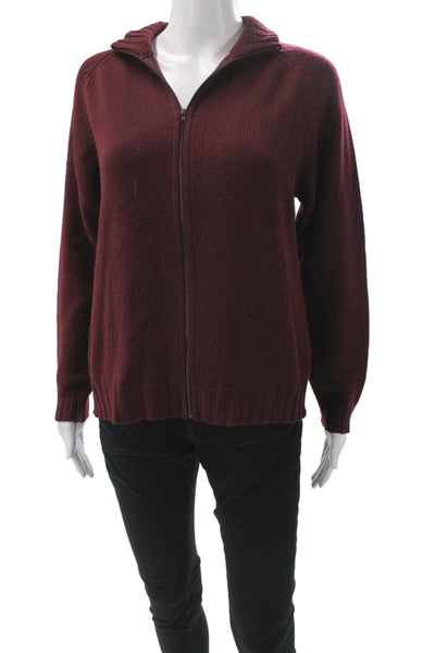 Barneys New York Unisex Red Full Zip Wool Sweater Size S