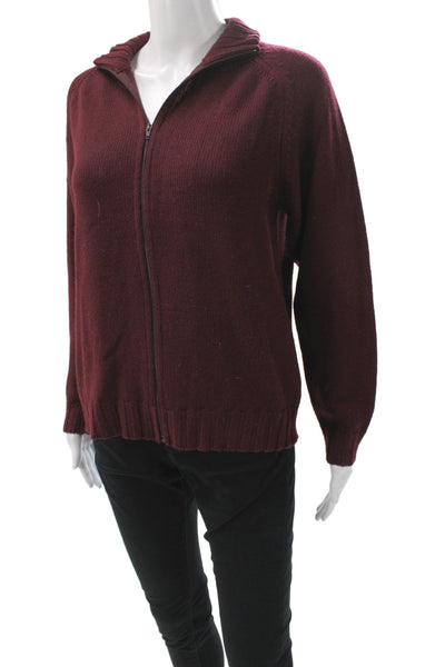 Barneys New York Unisex Red Full Zip Wool Sweater Size S
