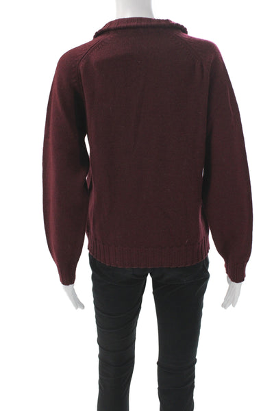 Barneys New York Unisex Red Full Zip Wool Sweater Size S