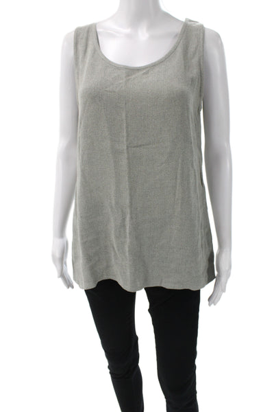 Laurel Womens Gray Cotton Lace Sleeveless Round Neck Tank Size 42