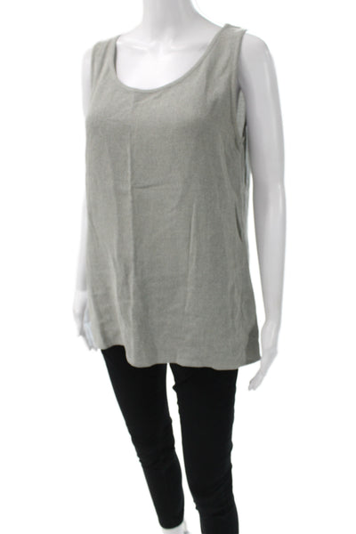 Laurel Womens Gray Cotton Lace Sleeveless Round Neck Tank Size 42