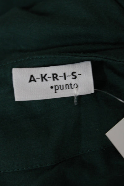 Akris Punto Womens Green Basic Square Neck Short Sleeve T-Shirt Size 12