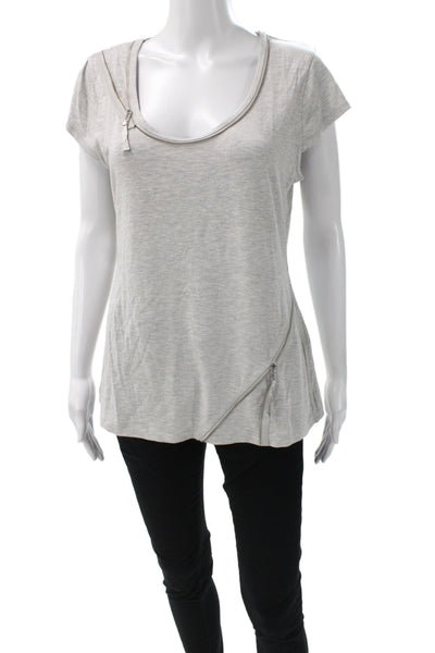 Karen Millen Women Gray Jersey T Shirt Short Sleeve Round Neck Size 12