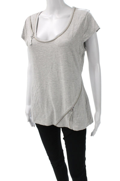 Karen Millen Women Gray Jersey T Shirt Short Sleeve Round Neck Size 12