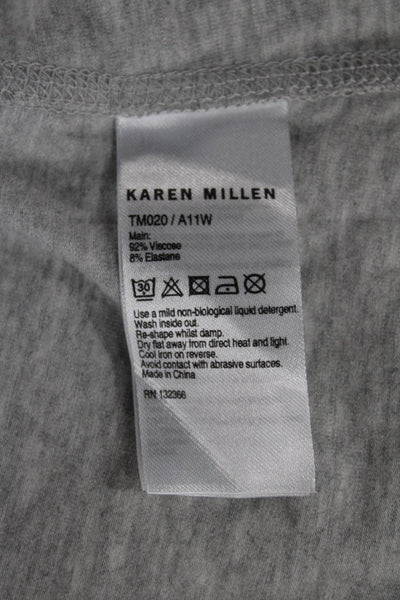 Karen Millen Women Gray Jersey T Shirt Short Sleeve Round Neck Size 12