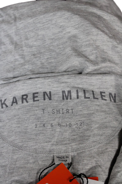 Karen Millen Women Gray Jersey T Shirt Short Sleeve Round Neck Size 12