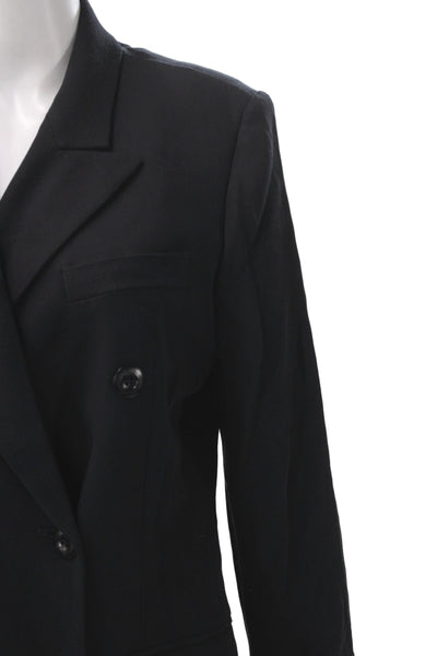 Max Mara Unisex Black Collared Button Long Sleeve Cupro Blazer Size 10